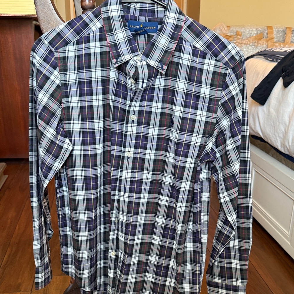 Ralph Lauren Men's Checkered Shirt - Purple, Green, Black